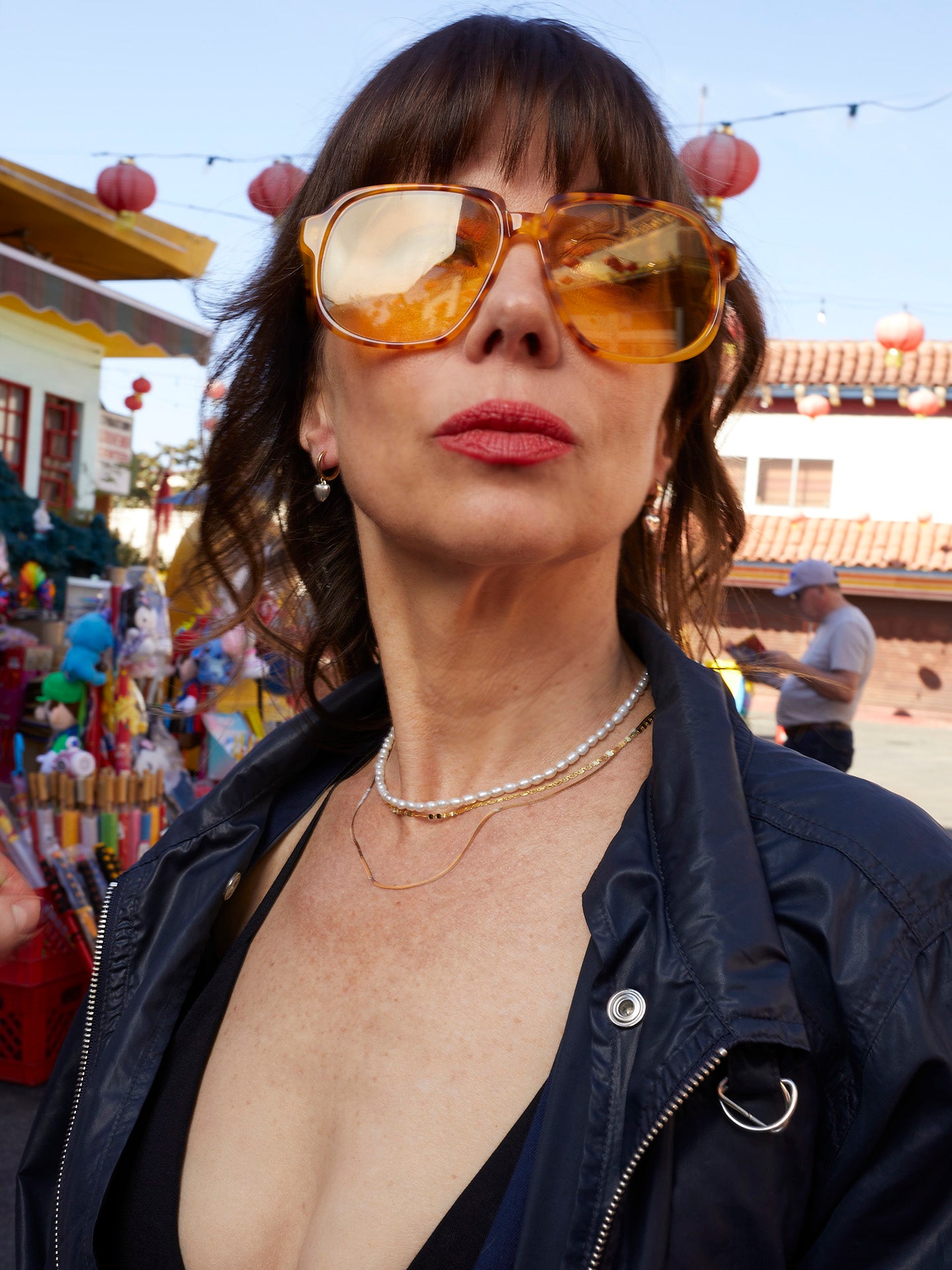 14kt Yellow Gold Rice Pearl Choker  pictured on model. 