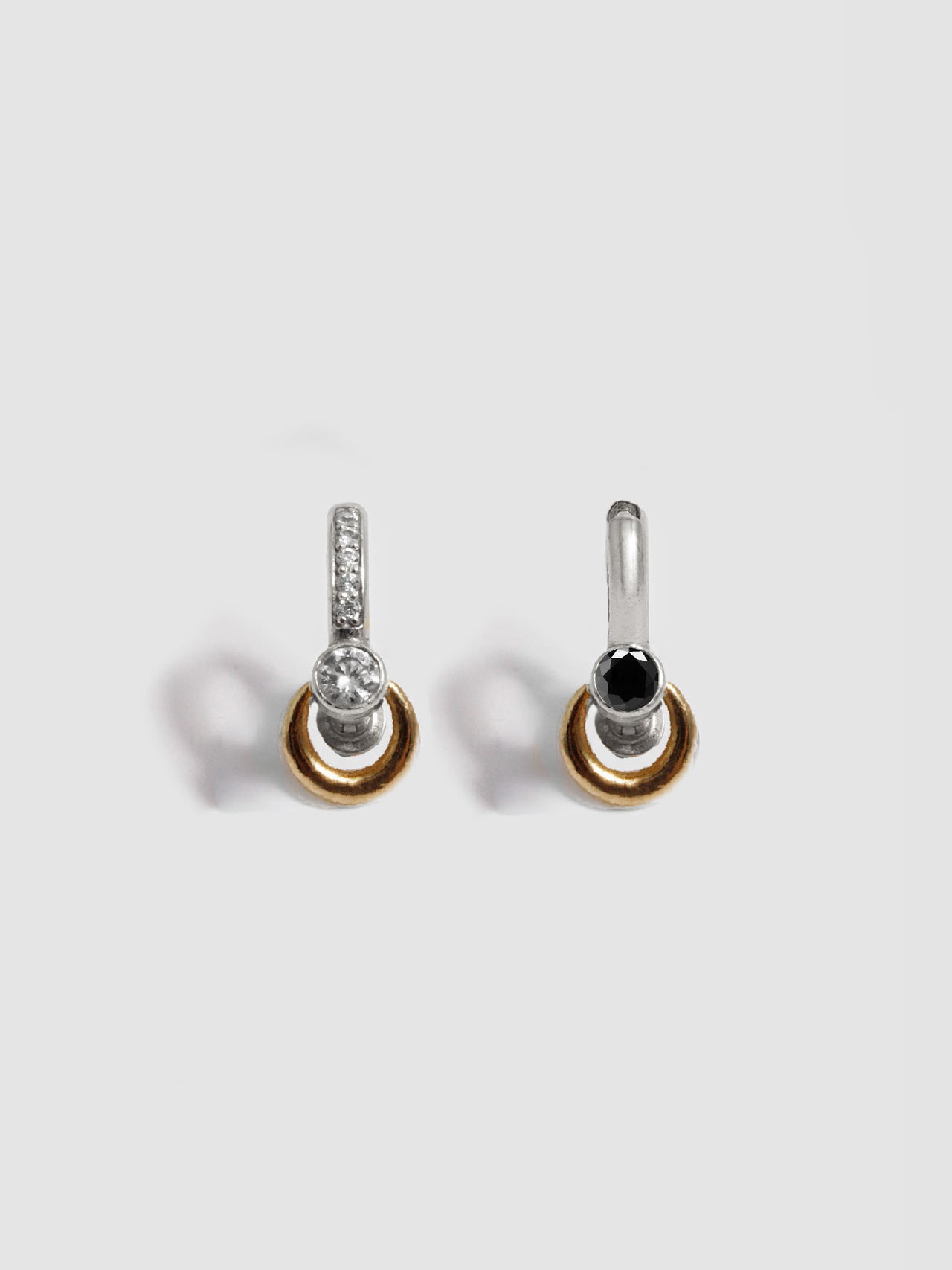 Pierced Duo Gemstone Pave Barbell Huggies