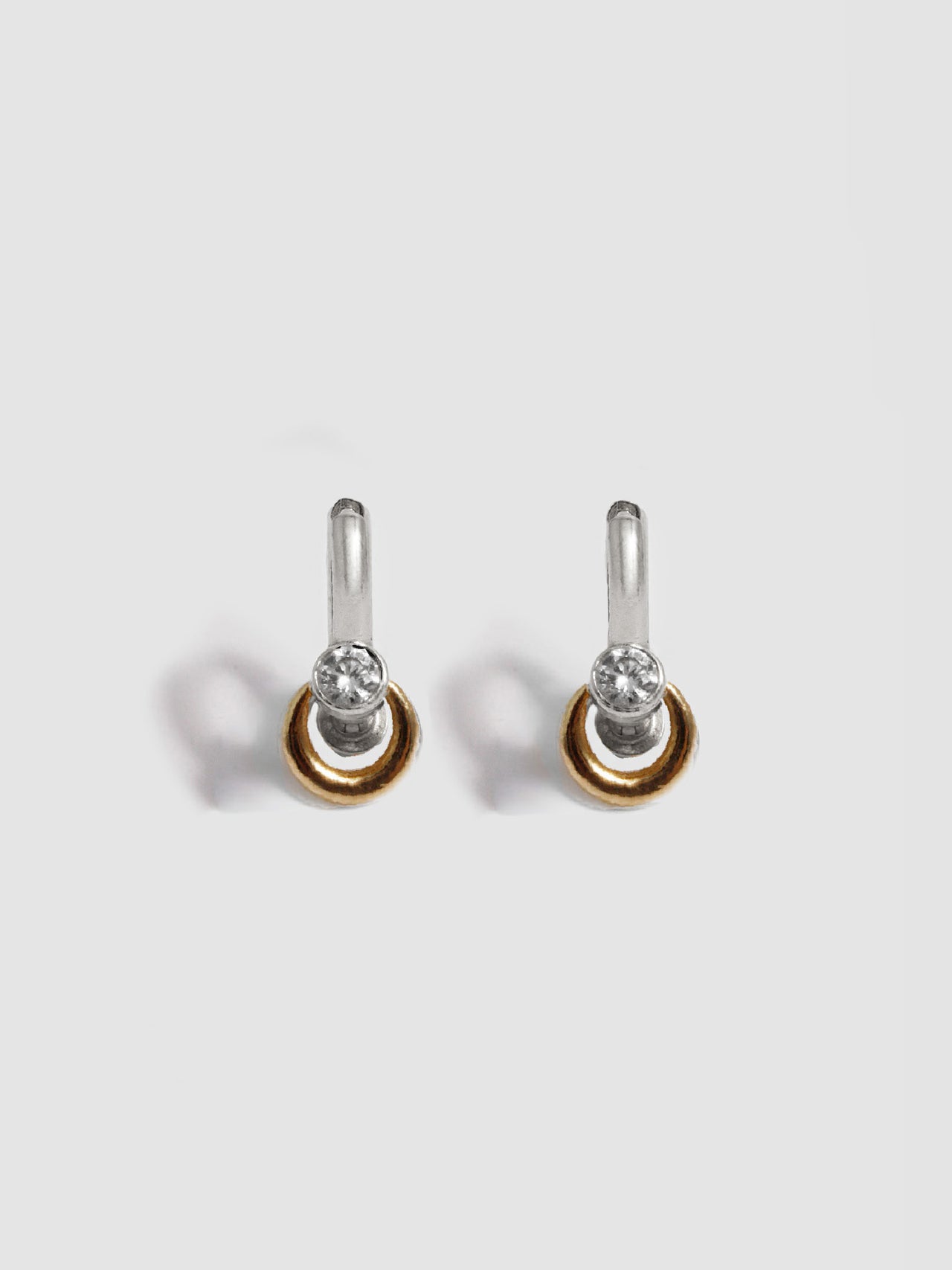 Pierced Duo Gemstone Barbell Huggies