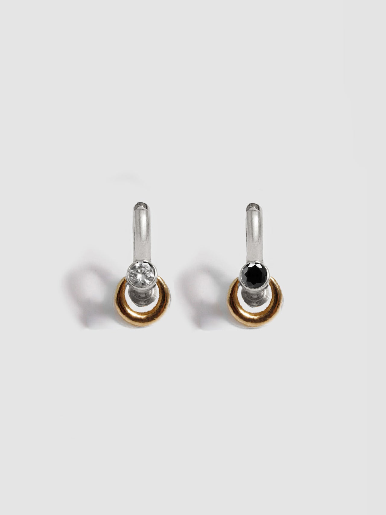 Pierced Duo Gemstone Barbell Huggies