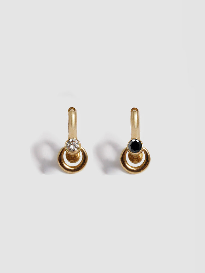 Pierced Duo Gemstone Barbell Huggies