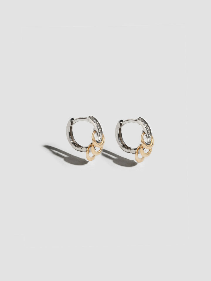 Mixed Metal Diamond Pierced Huggies