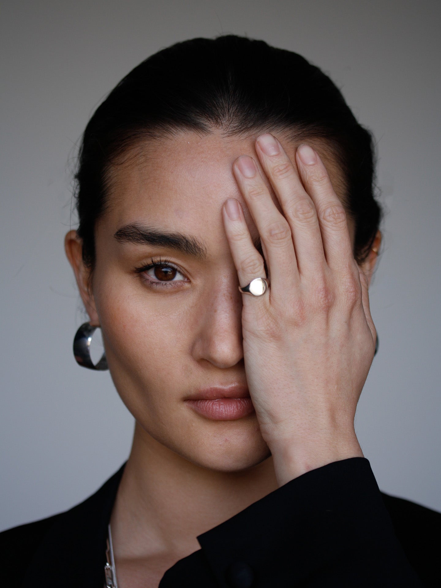 Baby Signet pictured on models pinky finger. 