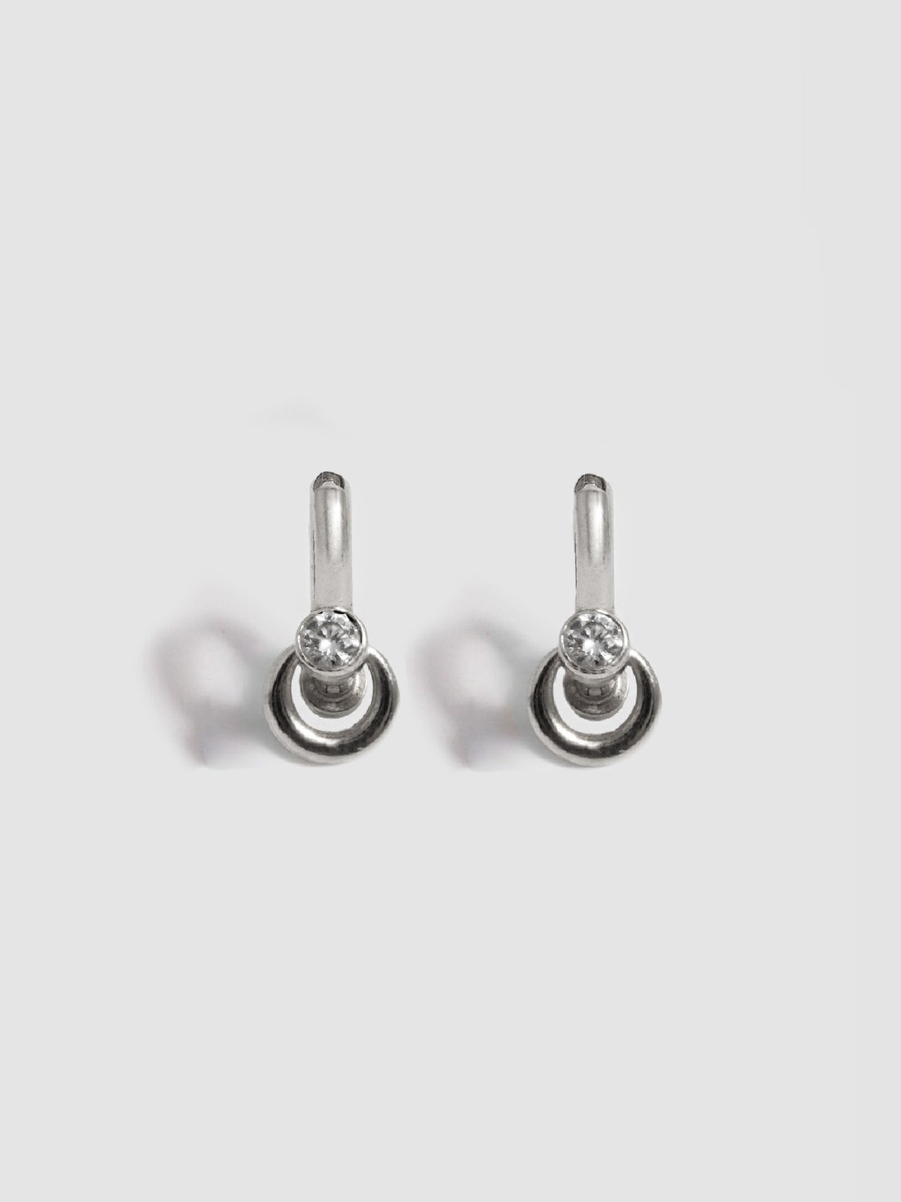 Pierced Duo Gemstone Barbell Huggies
