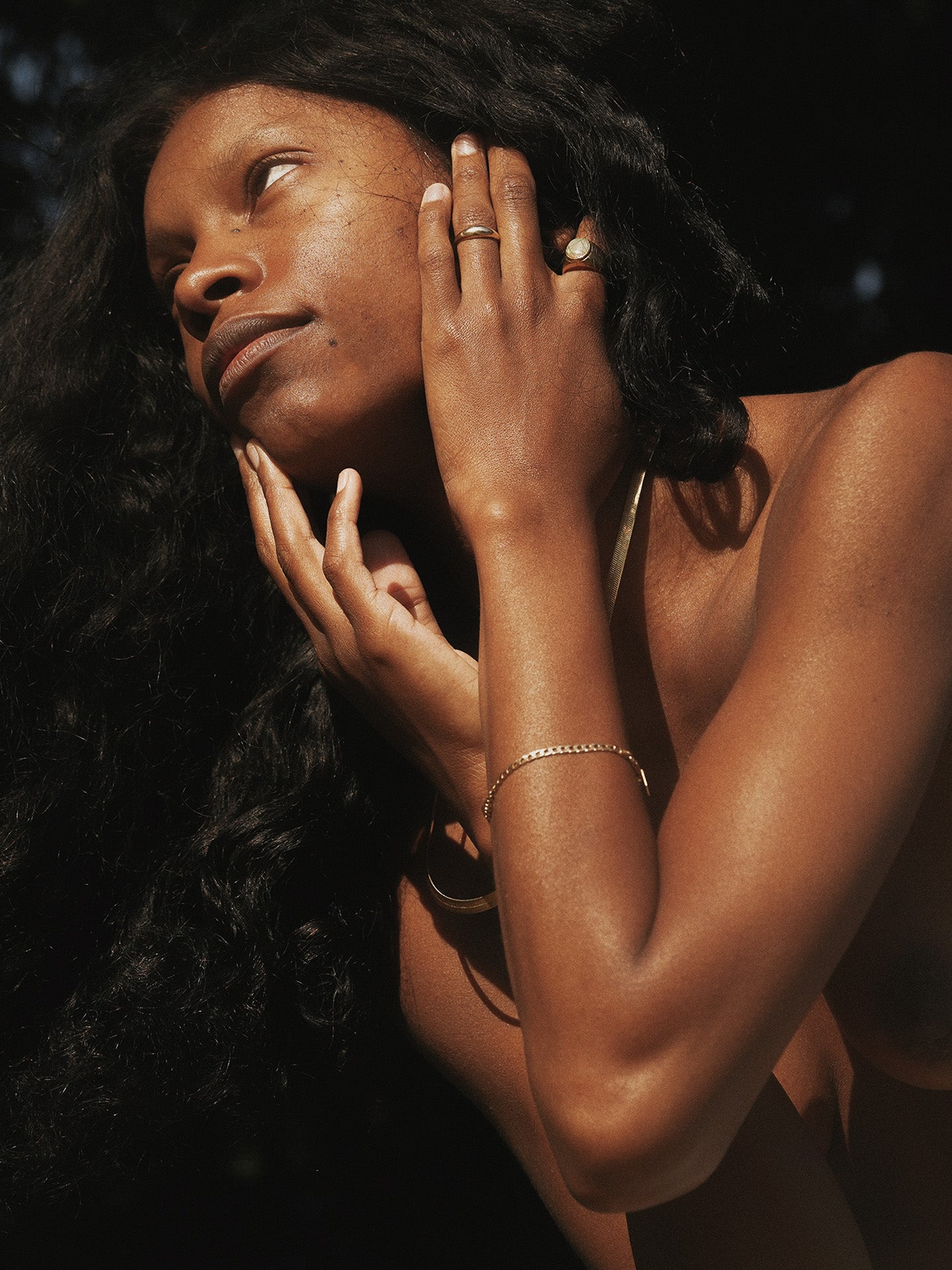 14kt Yellow Gold XL Lightweight Havana Chain Bracelet pictured on model.