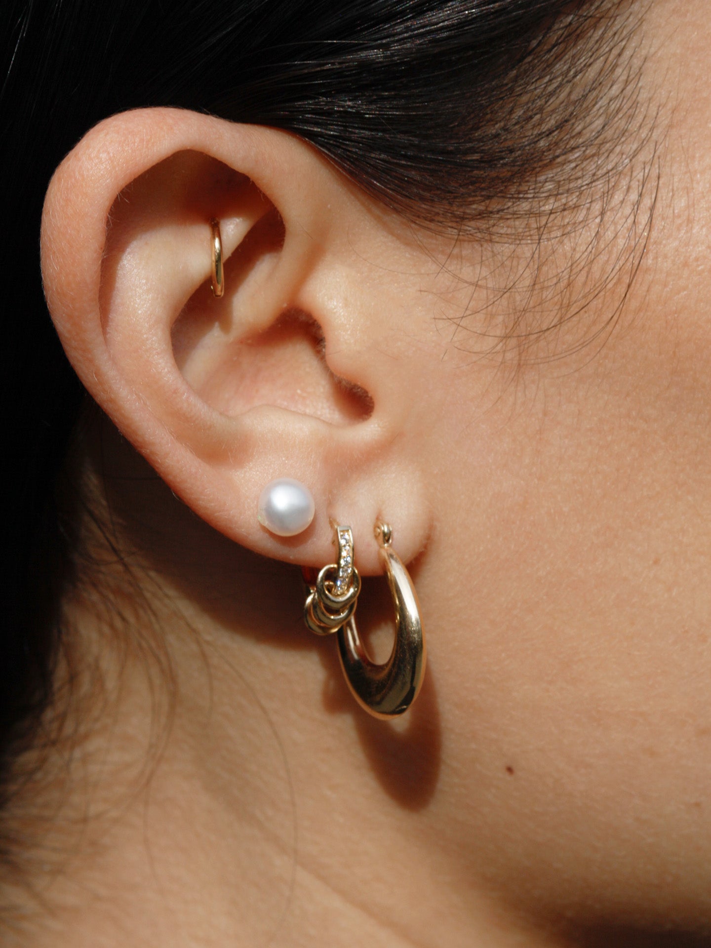 Dome Hammock hoops pictured in models first piercing. 