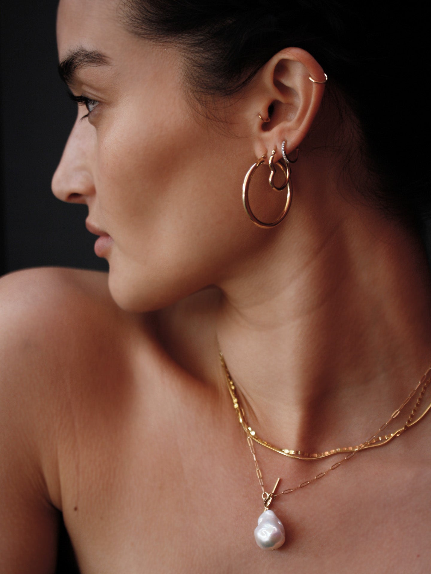 Xl Heart Feels Hoops pictured on model. 