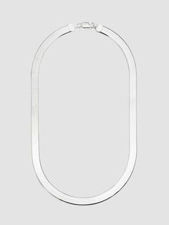 Sterling Silver Herringbone Chain Necklace shot on light grey background.