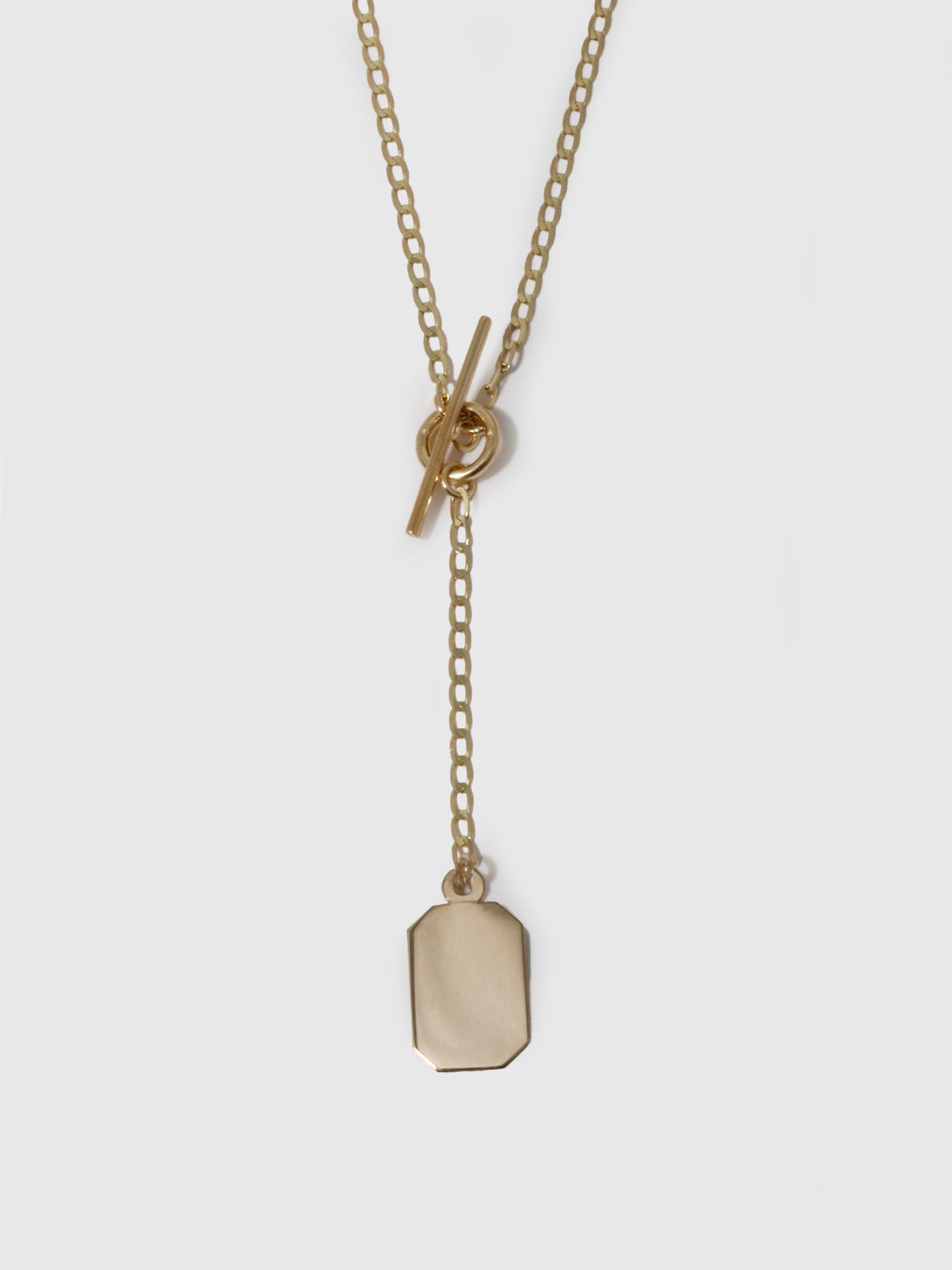 Octagonal ID Toggle Lariat Necklace