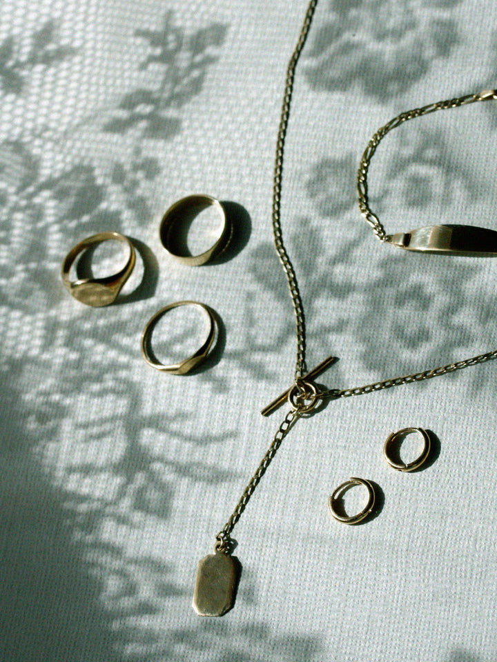 Octagonal ID Toggle Lariat Necklace
