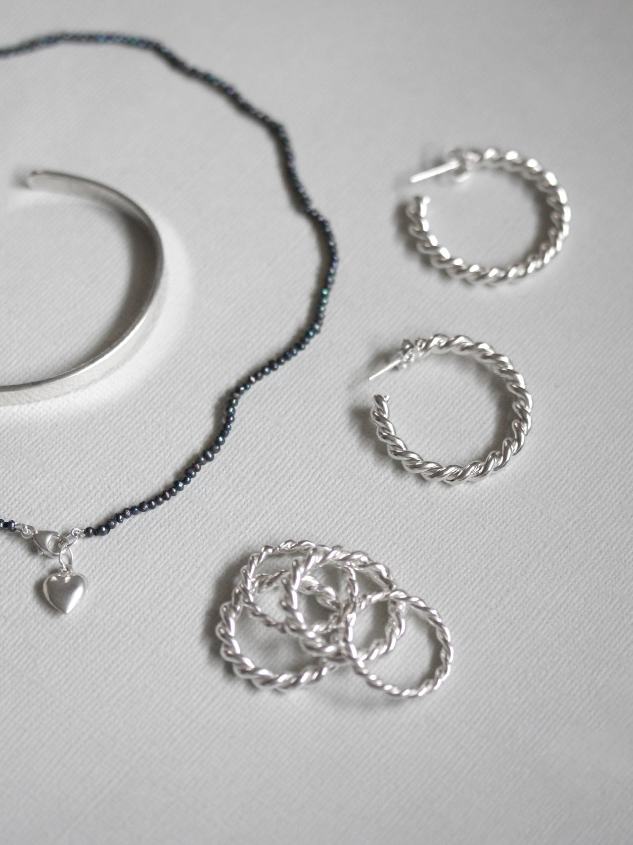 Hand-Twisted Spiral Rope Ring Set