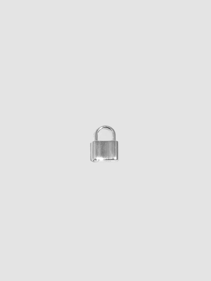 Silver padlock on a light gray background