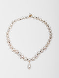 14kt Yellow Gold Boujee Pearl Necklace or Bracelet pictured on light grey background.