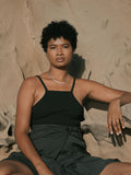 Sterling Silver Herringbone Chain Necklace pictured on model. 