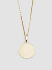 14Kt Yellow Gold Disk Pendant shot on chain