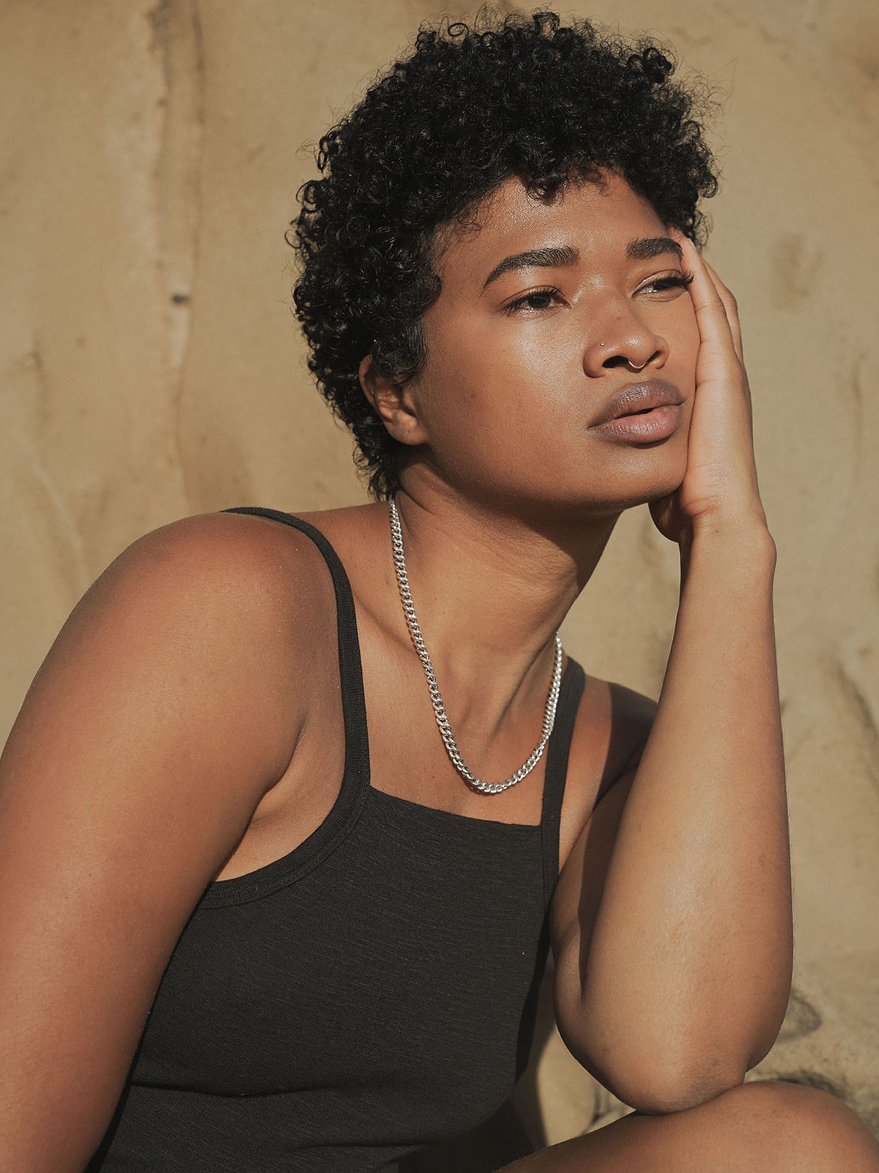 Sterling Silver Curb Chain pictured on model. 