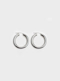 Product image of thick sterling silver Tru Hoop earrings.
