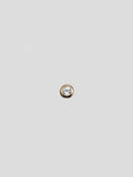 14kt Yellow Gold White Sapphire Bezel Stud pictured solo on light grey background. 