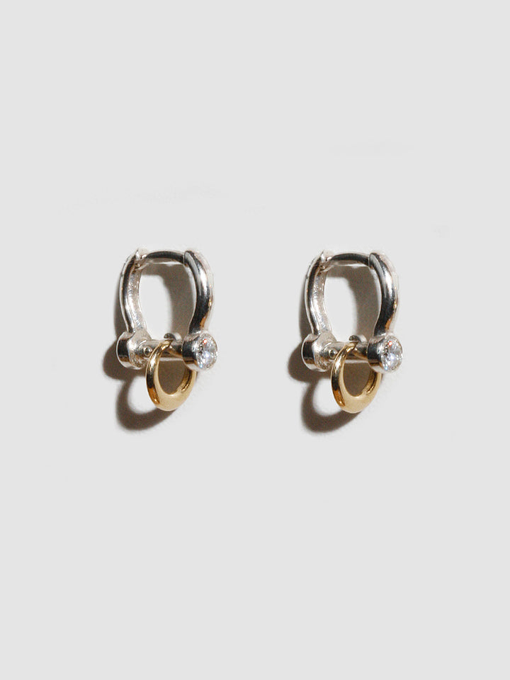 Pierced Duo Gemstone Barbell Huggies