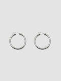 Product shot of the Tru Hoops in Sterling Silver (Sterling Silver Hoops 49.5mm diameter  5mm thick) Background: Grey backdrop