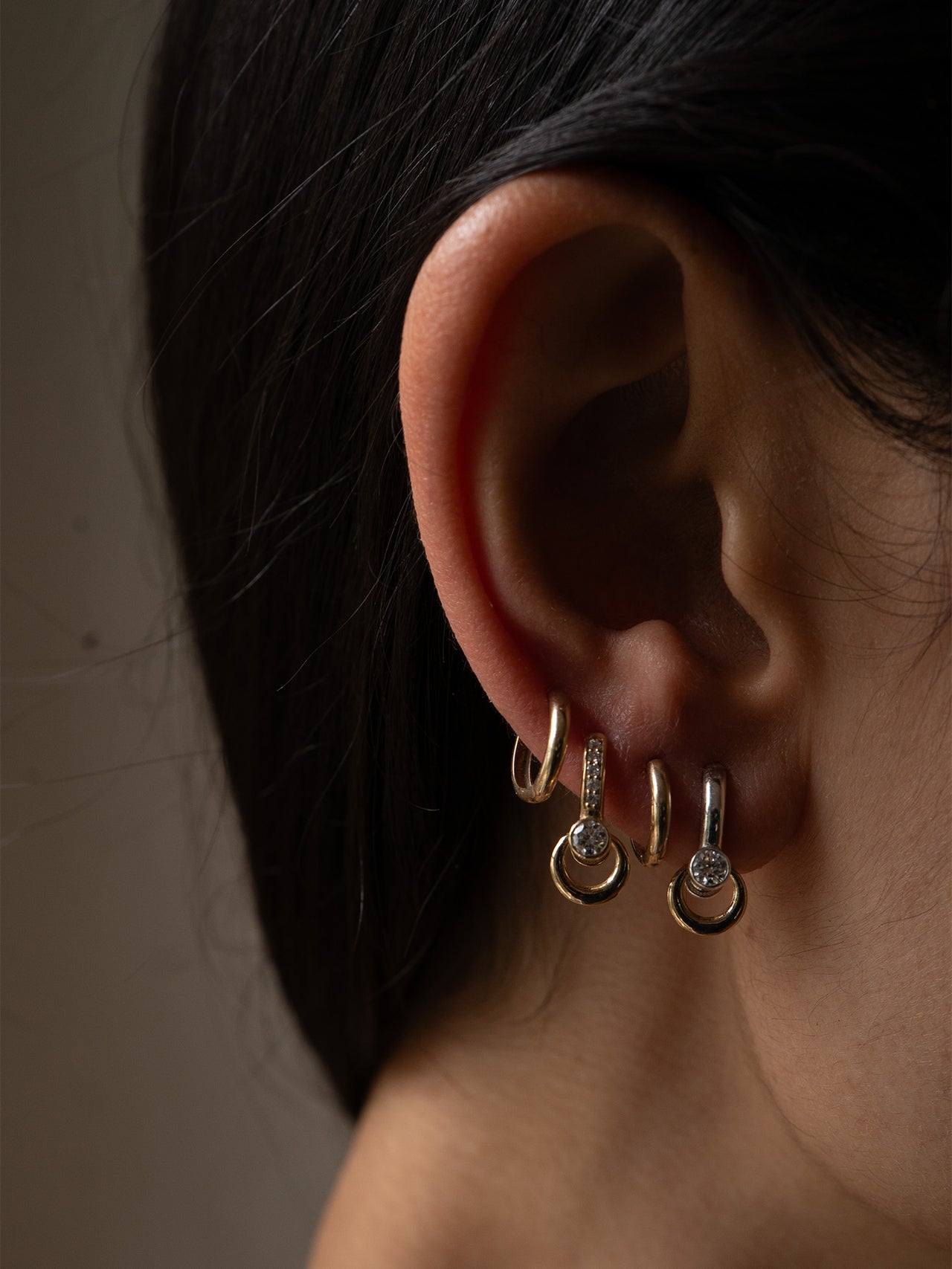 Pierced Duo Gemstone Barbell Huggies