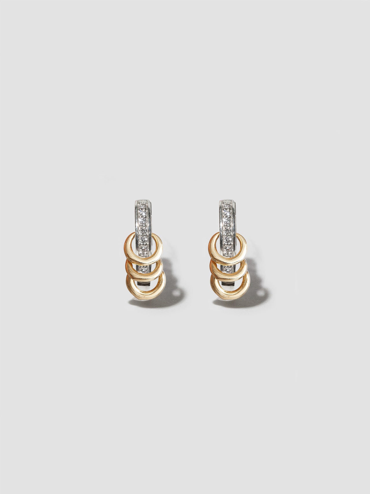 Mixed Metal Diamond Pierced Huggies
