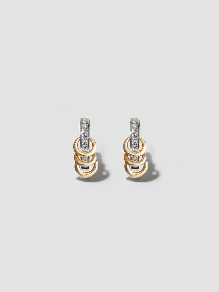 Mixed Metal Diamond Pierced Huggies