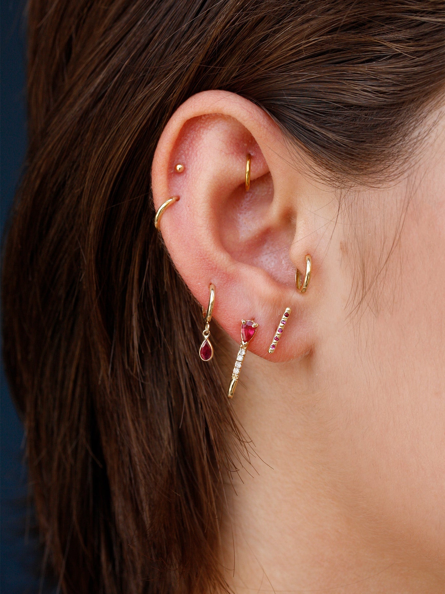 Mini Gem Bezel Huggie