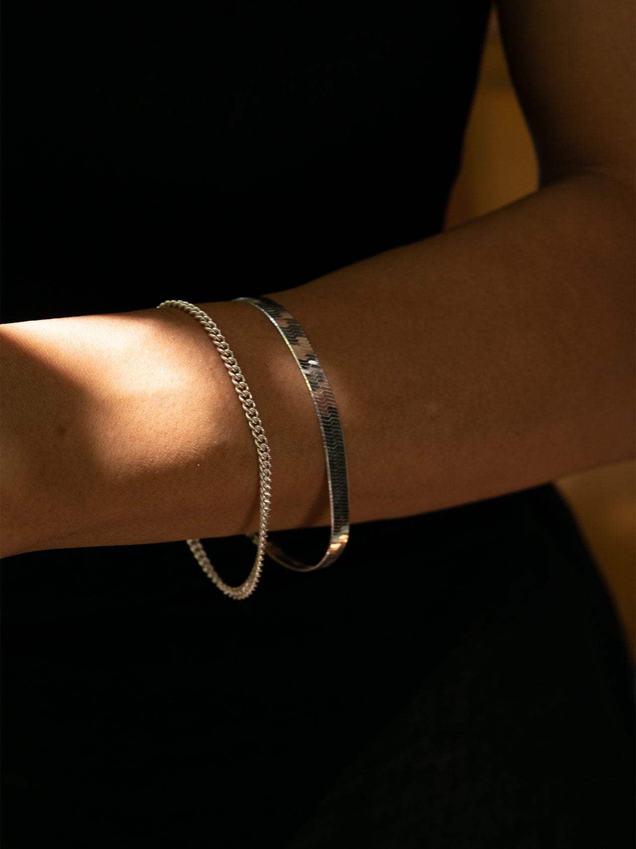XL Sterling Silver Herringbone Bracelet