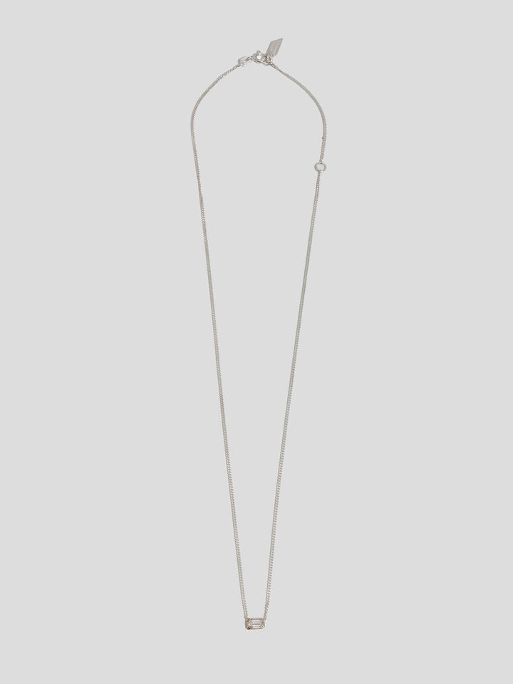 Mixed Metal Emerald Cut Floating Diamond Necklace