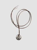 Necklace with a silver pendant on a white background