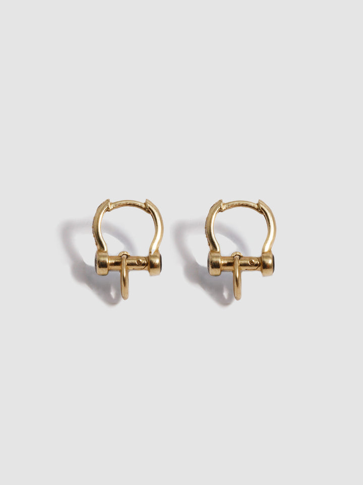 Pierced Duo Gemstone Pave Barbell Huggies