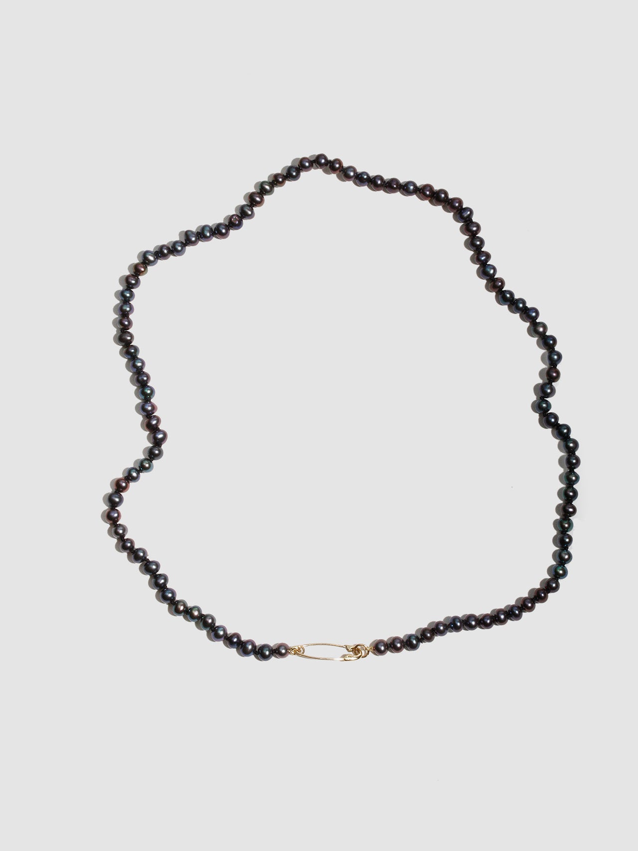 Black Pearl Safety Pin Necklace