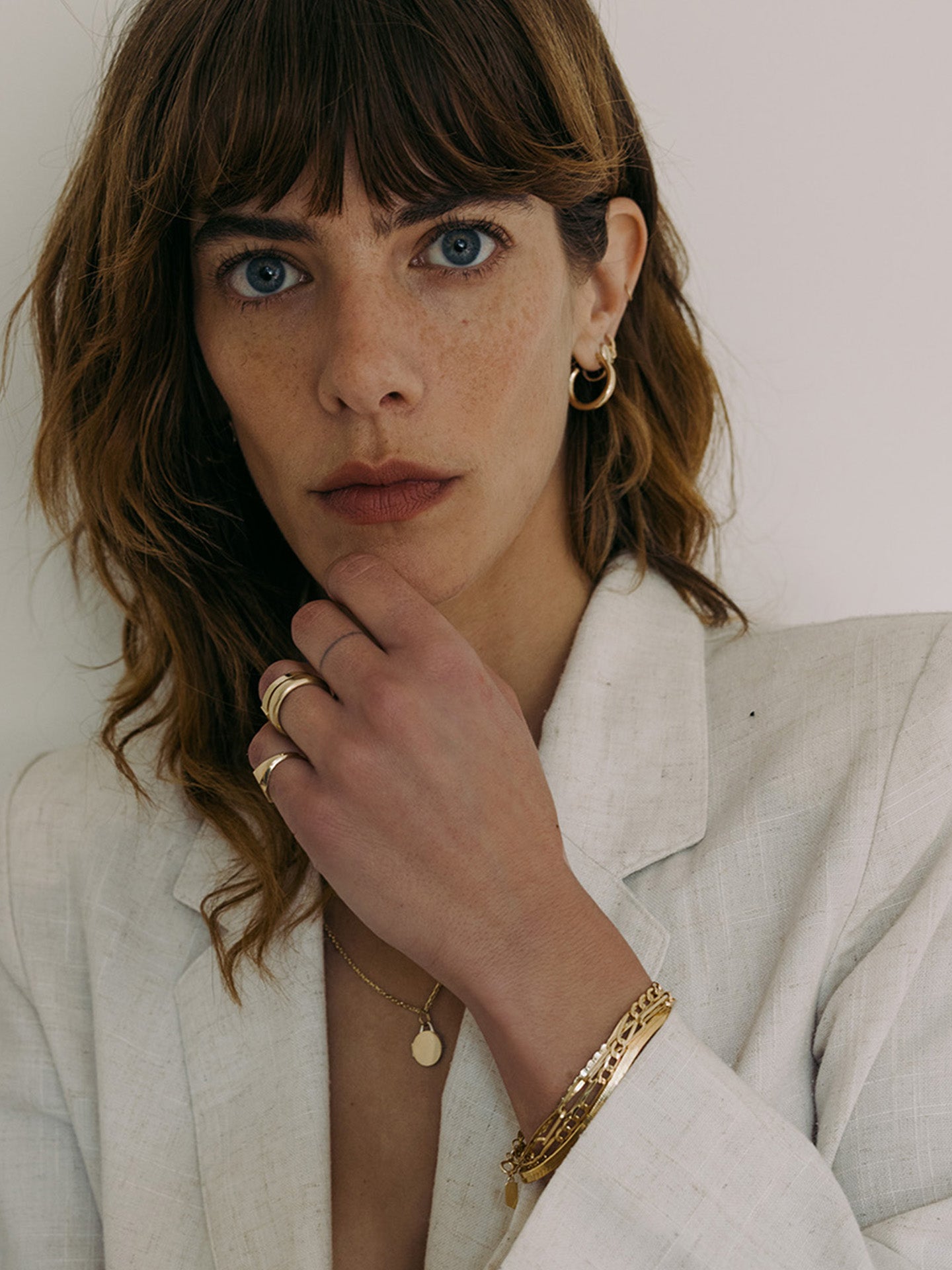 14kt Yellow Gold Locket Pendant pictured on model. 