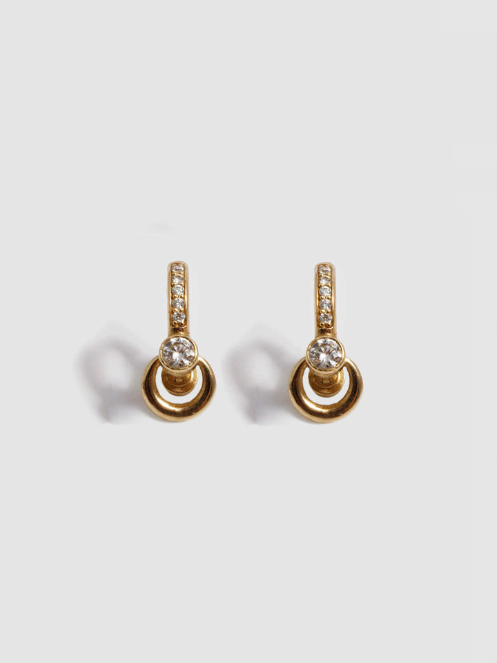 Pierced Duo Gemstone Pave Barbell Huggies
