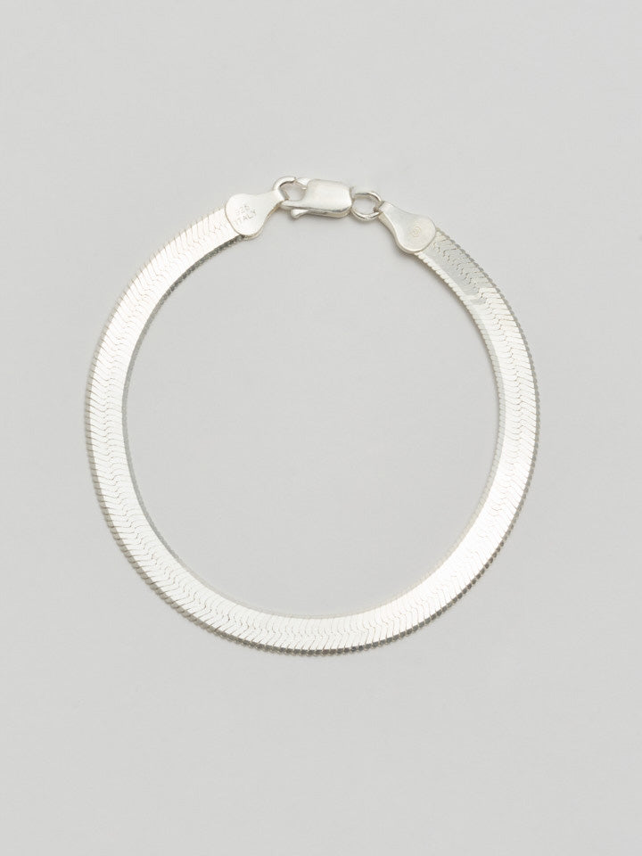 XL Sterling Silver Herringbone Bracelet:Sterling Silver Herringbone Chain Bracelet Width: 5.5mm Length: 7”