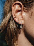 14kt Yellow Gold Mini Bow Studs pictured on models ear.