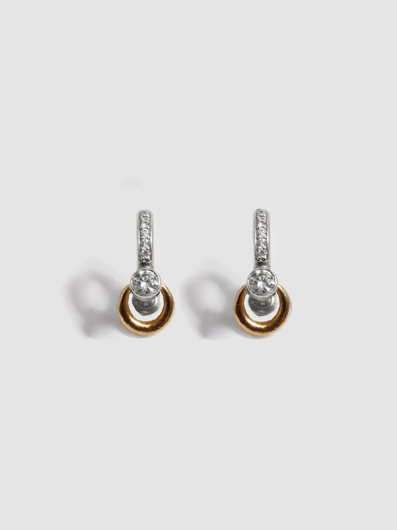 Pierced Duo Gemstone Pave Barbell Huggies