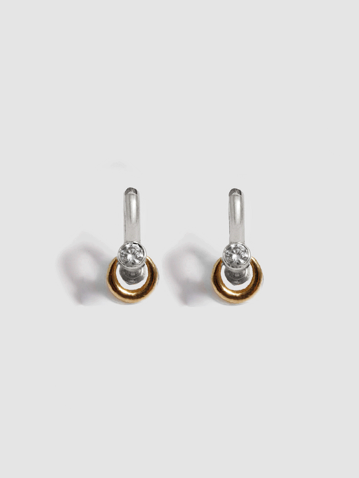 Pierced Duo Gemstone Barbell Huggies