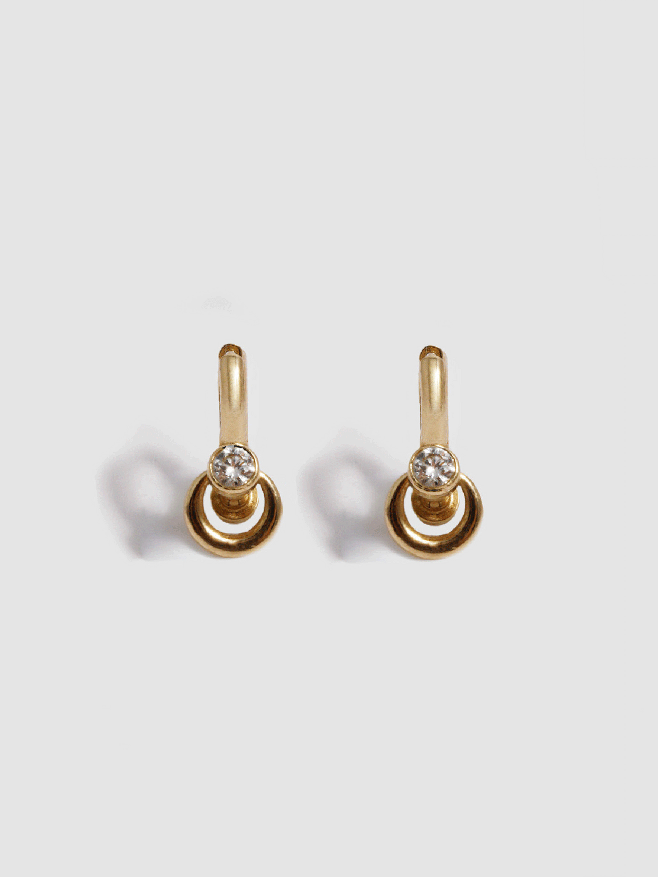 Pierced Duo Gemstone Barbell Huggies