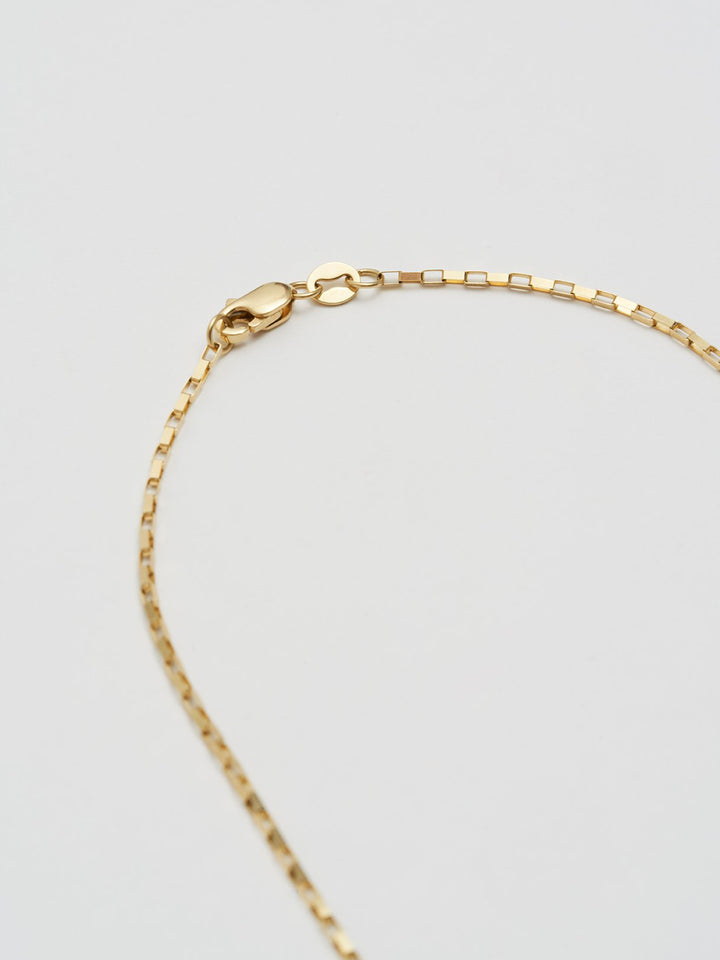Close up of clasp on Petite Industrial Box Link Chain