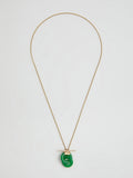 Product shot of the Mini Jade Anais (14kt Yellow Gold Chain Jade Links: 16×4mm) Background: grey backdrop 