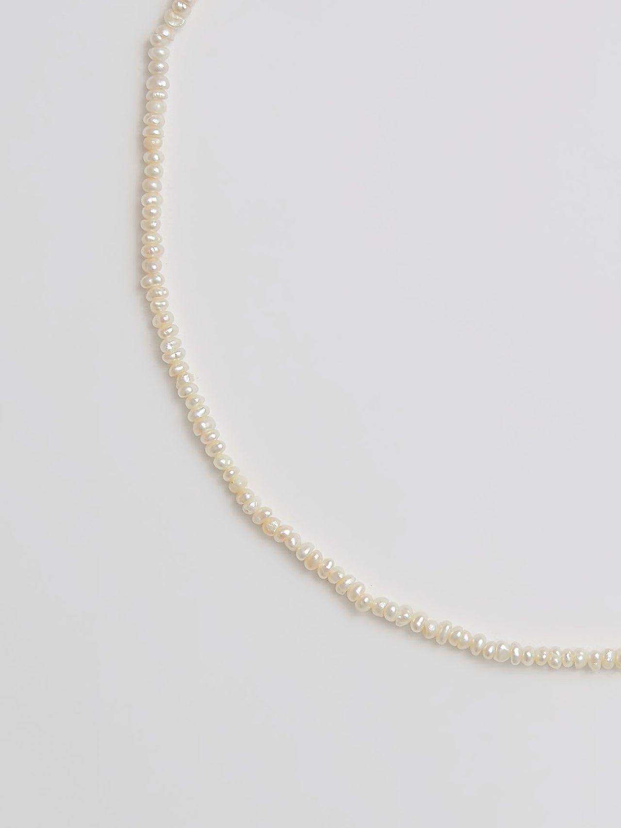 Close up of Fresh Water Pearl Bead Strand on Puff Love Choker