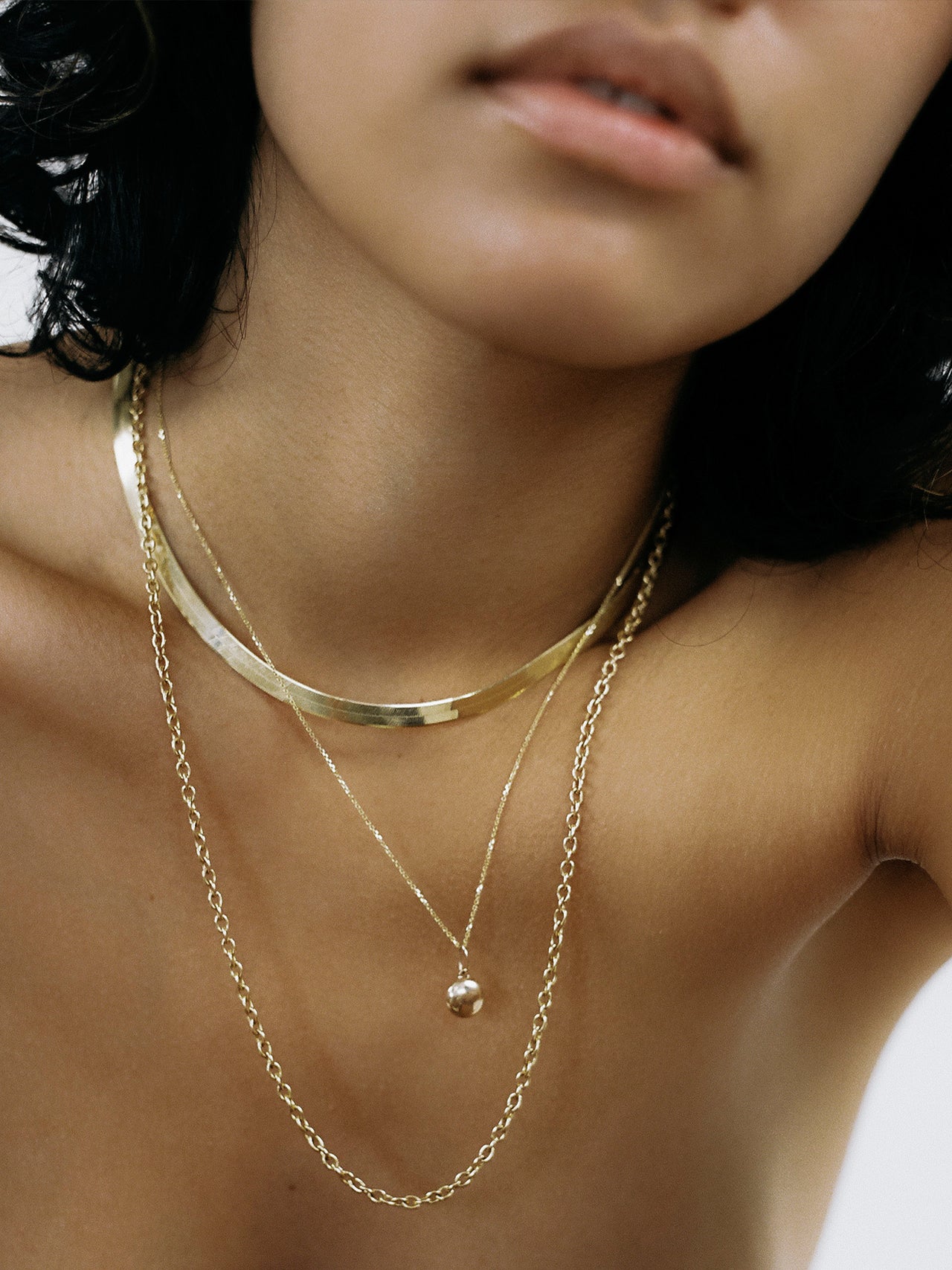 XL Herringbone Vermeil shot on model